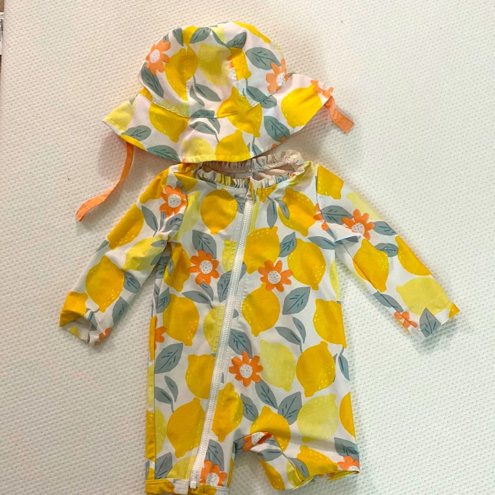 EUC- Targets carters brand baby lemon swimsuit